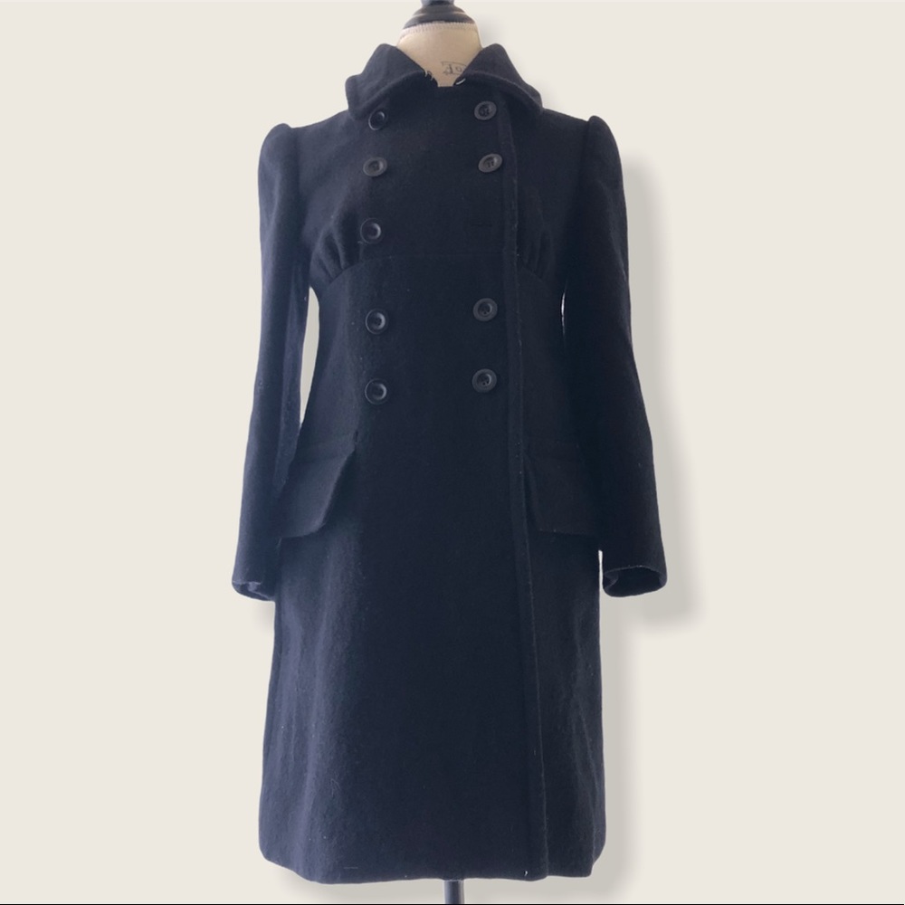 Miu Miu Black Peacoat Long Slim Structured Buttons